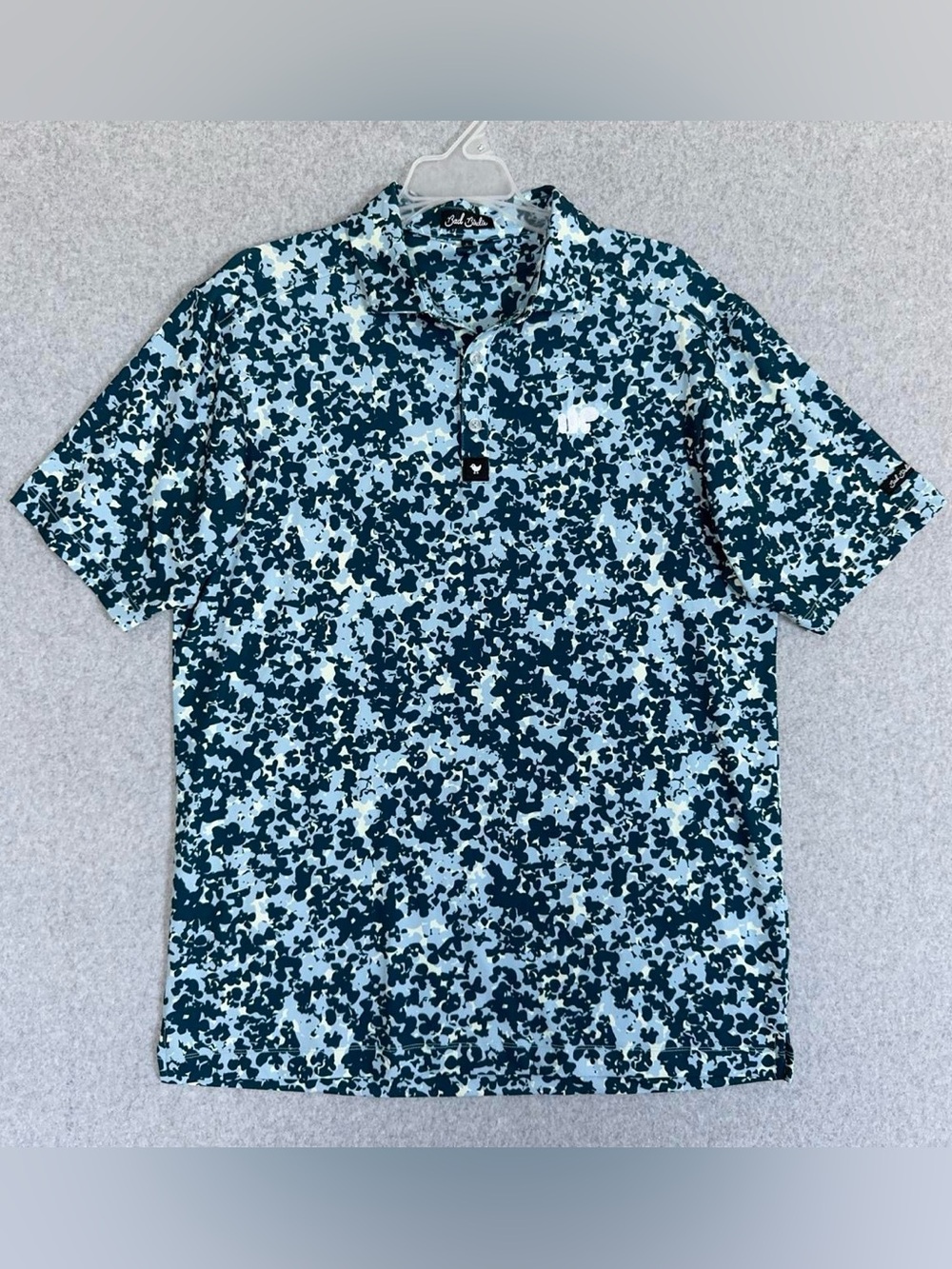 Bad Birdie Mens Golf Shirt Size Large Blue Short-Sleeve Stretch Performance READ